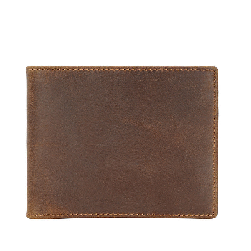 Wholesale retro cowhide men's short simple wallet
